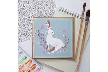 greetings card with hand drawn hare